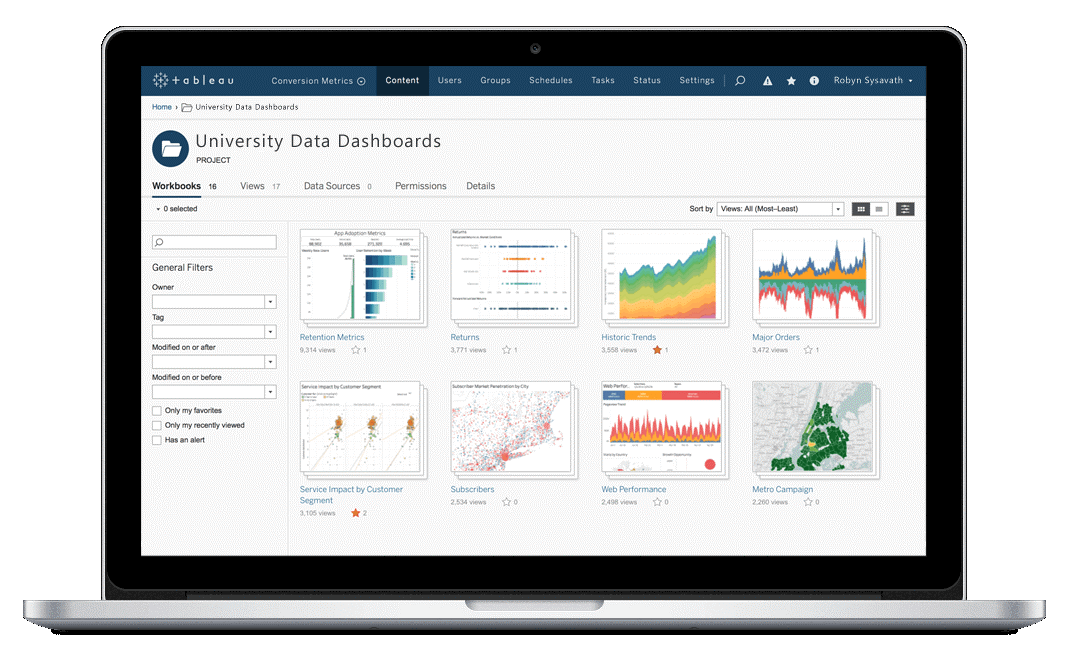 laptop with tableau server visualizations