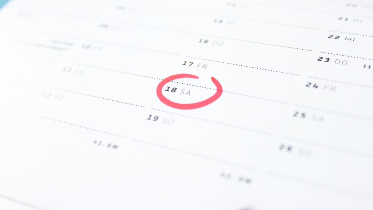 calendar with date circled in red
